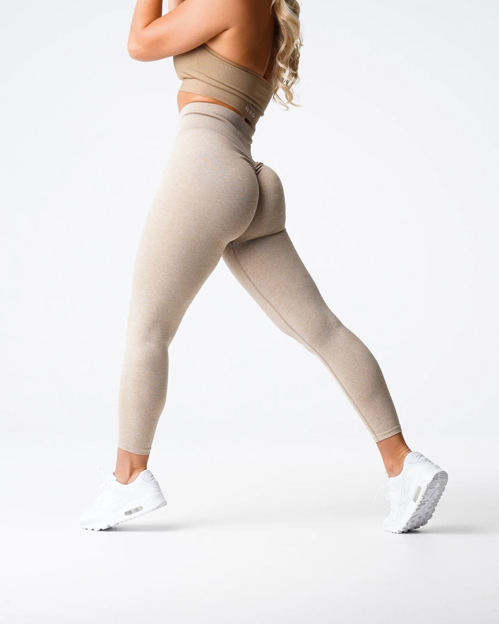 Beige Scrunch Seamless Leggings - Image 3