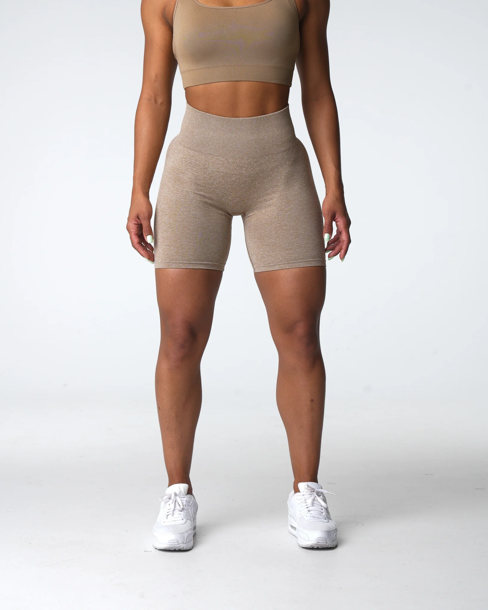Beige Scrunch Seamless Shorts - Image 3