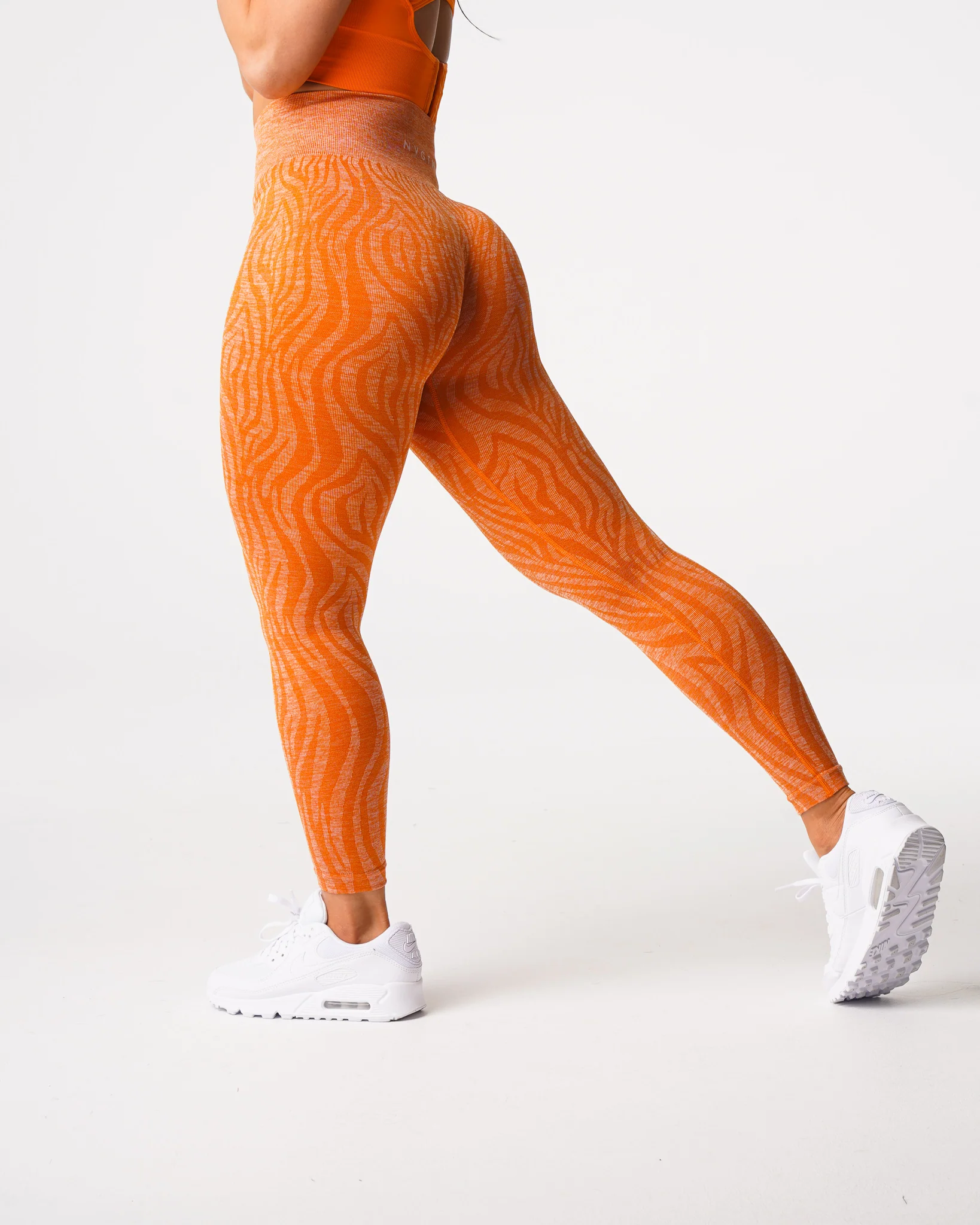 Burnt Orange Zebra Seamless Leggings - Image 3