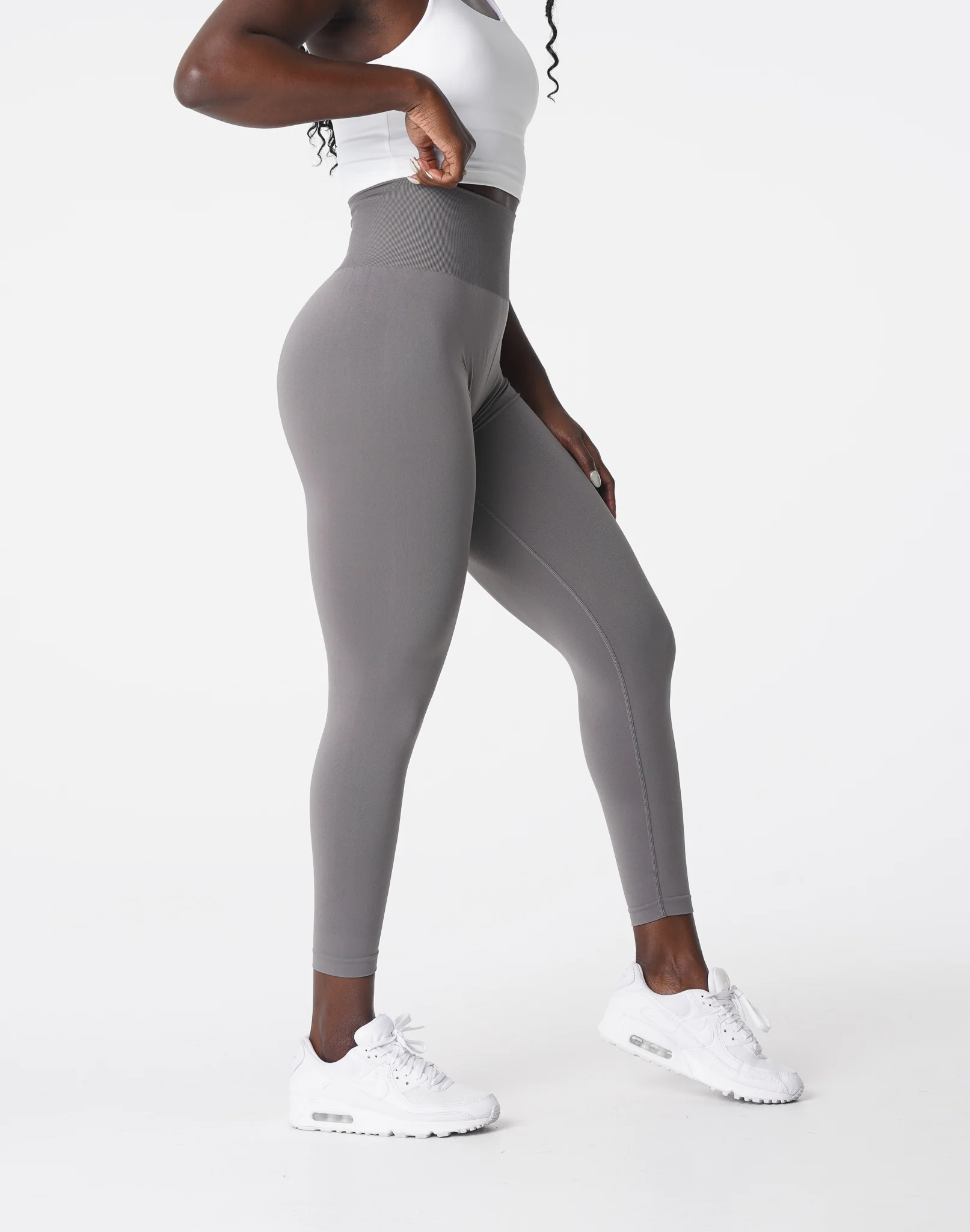 Charcoal Solid Seamless Leggings - Image 4
