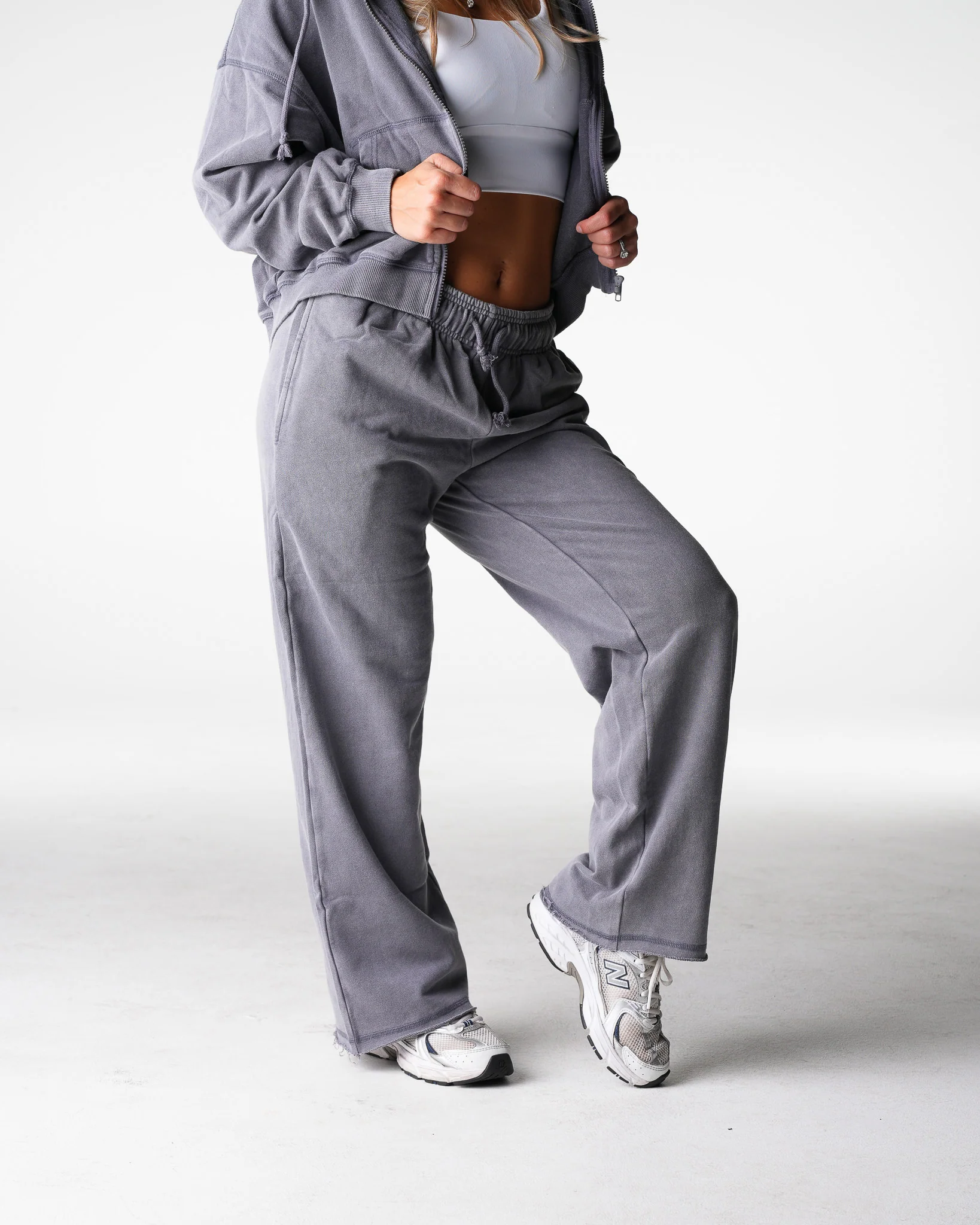 Charcoal Washed Straight Leg Lounge Pants - Image 3