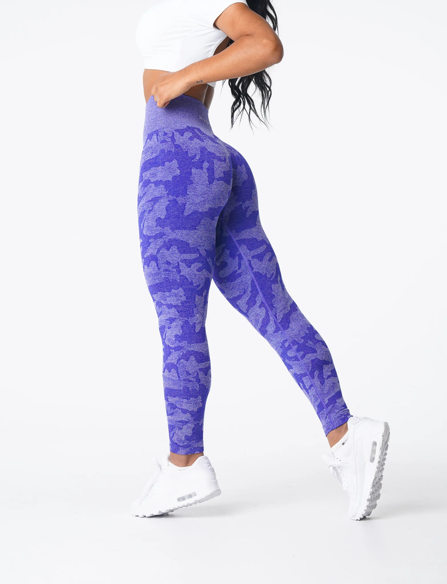 Electric Blue Camo Seamless Leggings - Image 3