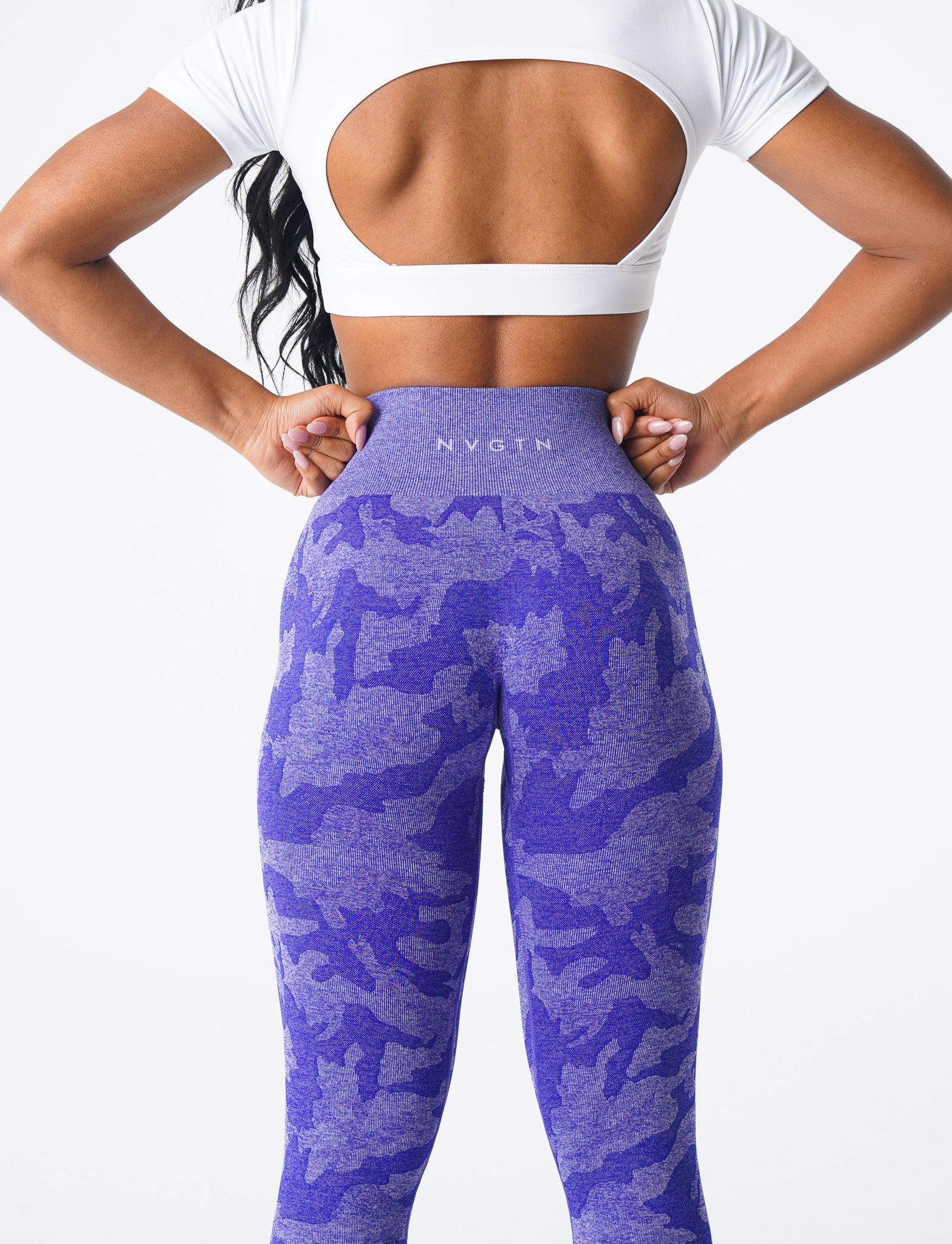 Electric Blue Camo Seamless Leggings - Image 4