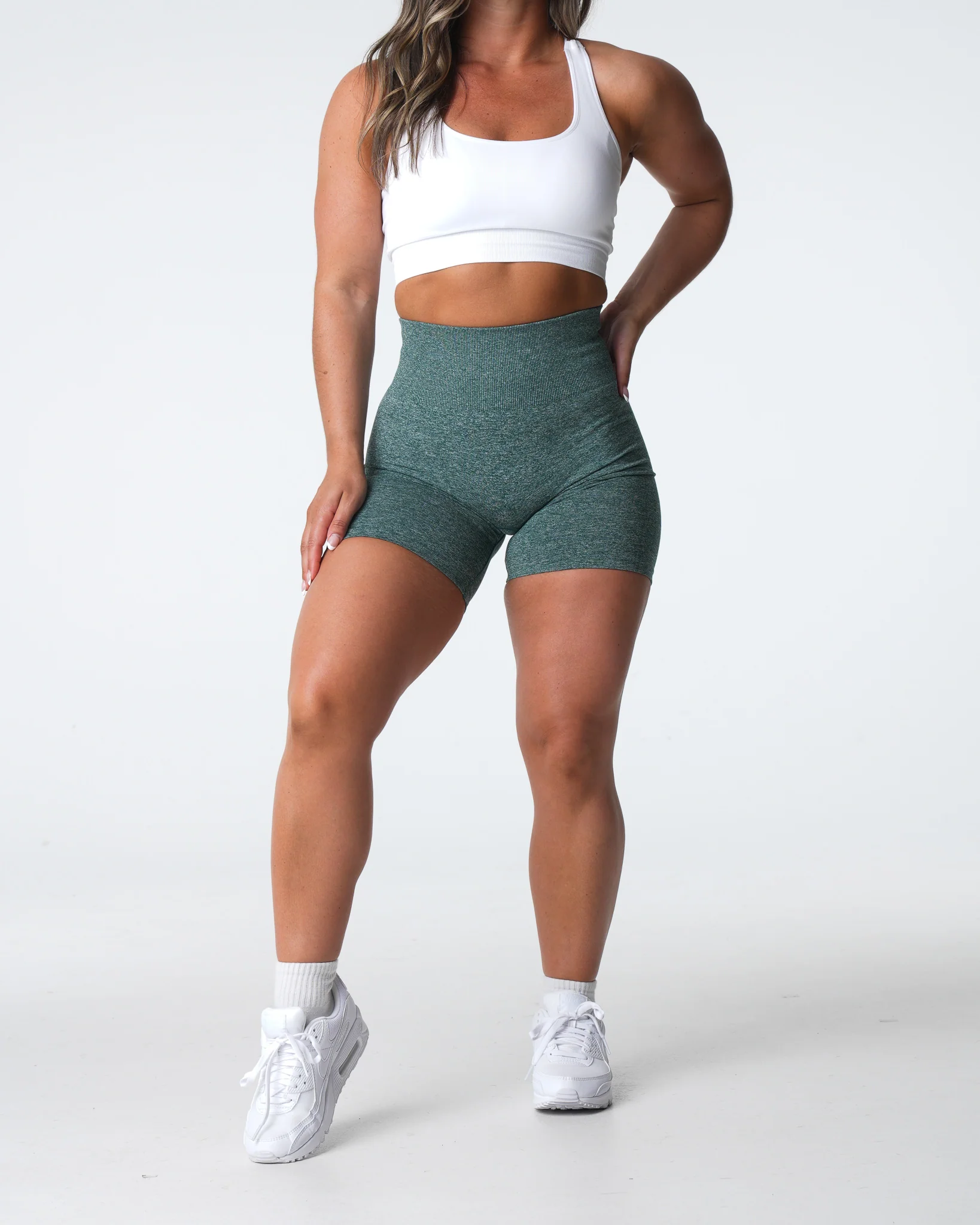 Forest Green Scrunch Seamless Shorts - Image 3