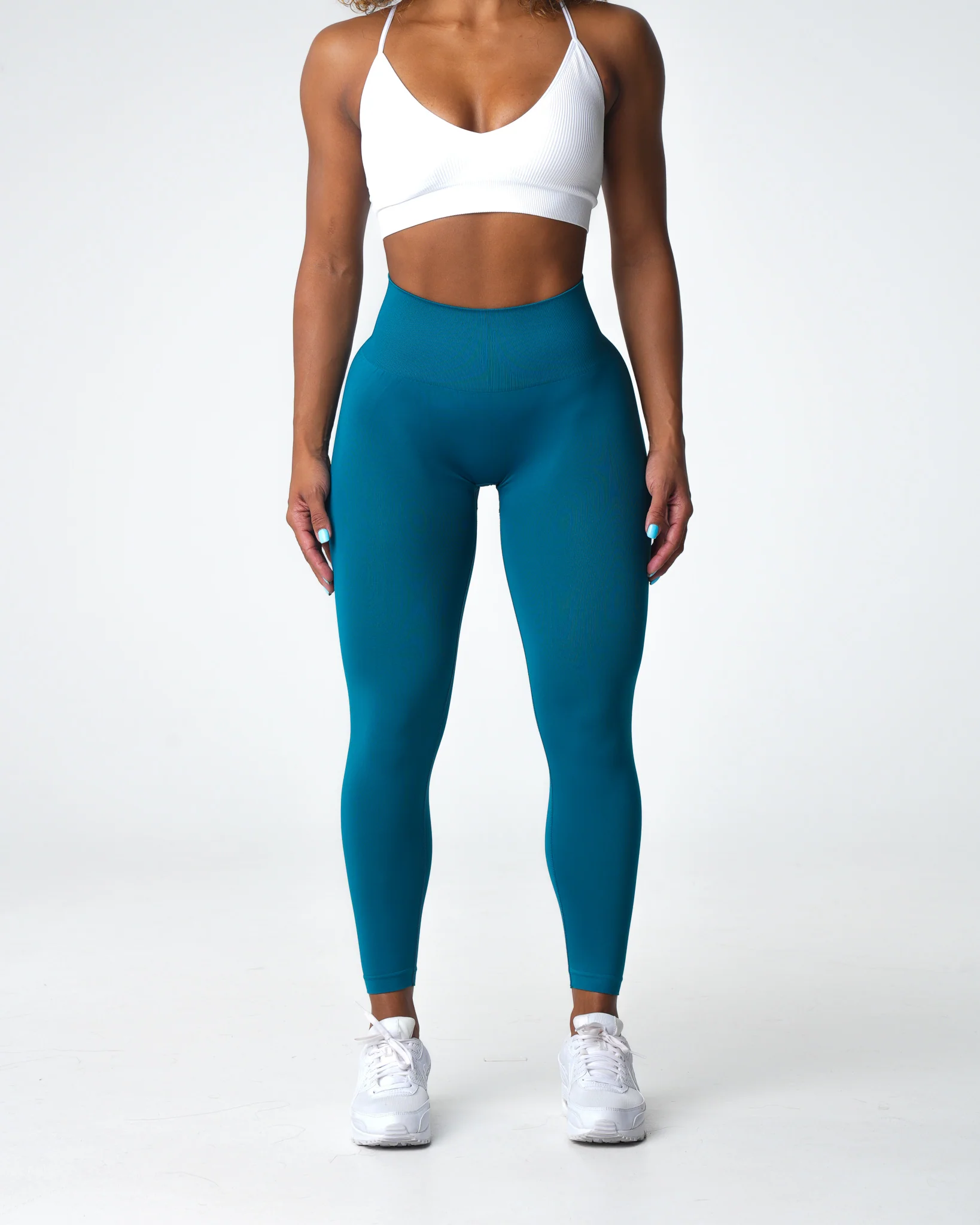 French Blue Solid Seamless Leggings - Image 3