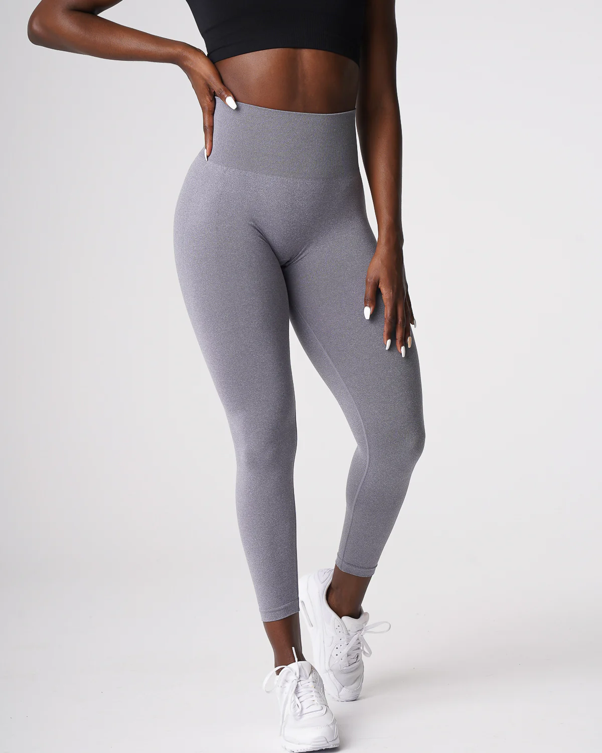 Grey Curve Seamless Leggings - Image 3