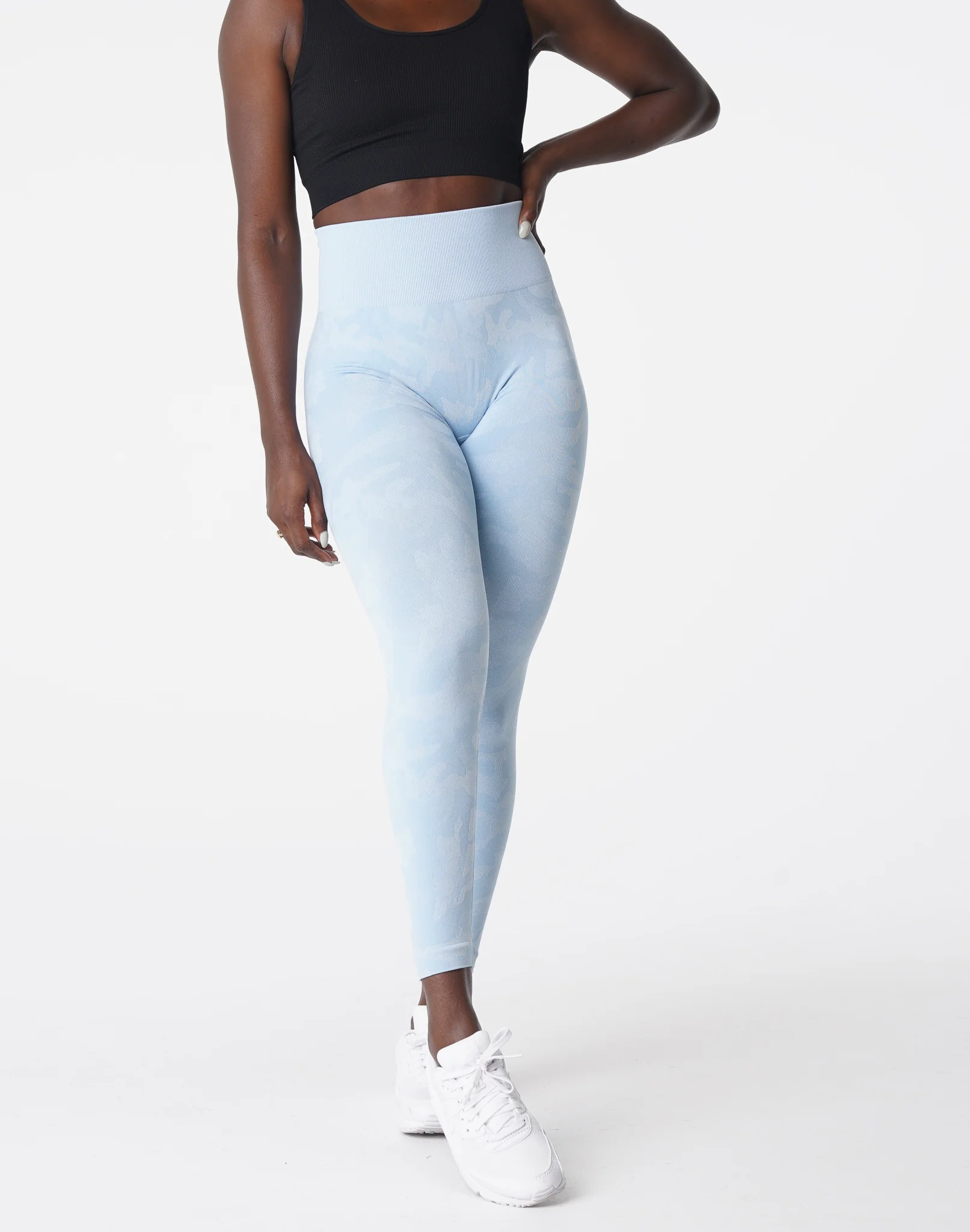 Icy Blue Camo Seamless Leggings - Image 3