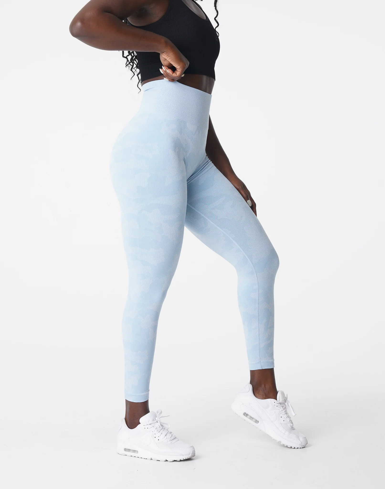 Icy Blue Camo Seamless Leggings - Image 4