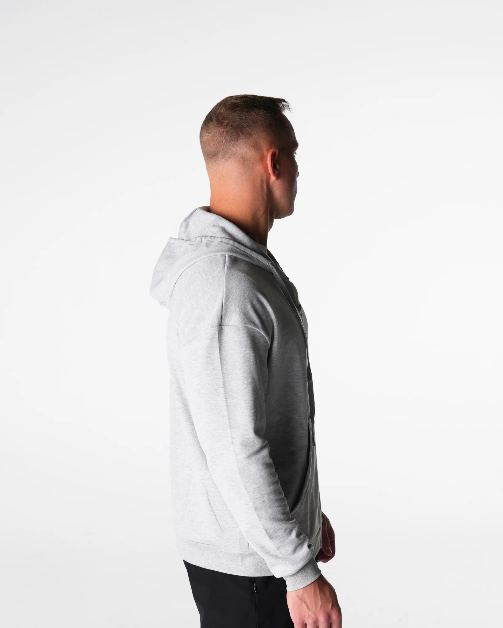 Light Grey Elite Full Zip Hoodie - Image 3