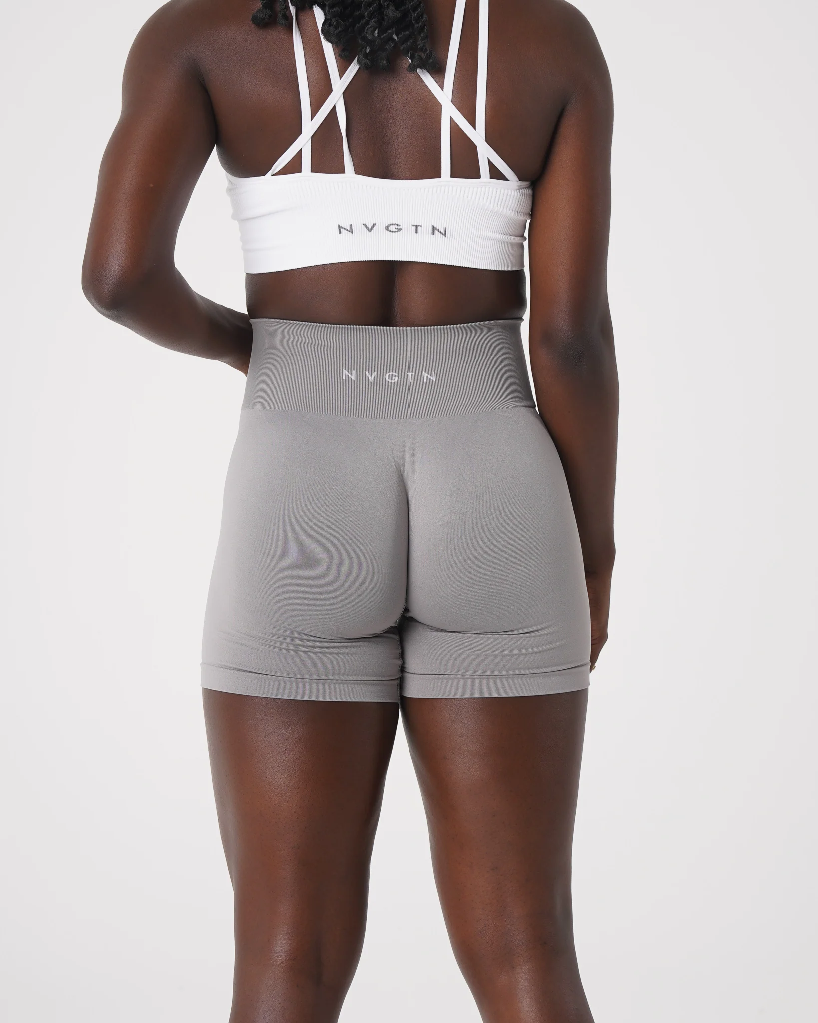 Light Grey Solid Seamless Shorts - Image 4