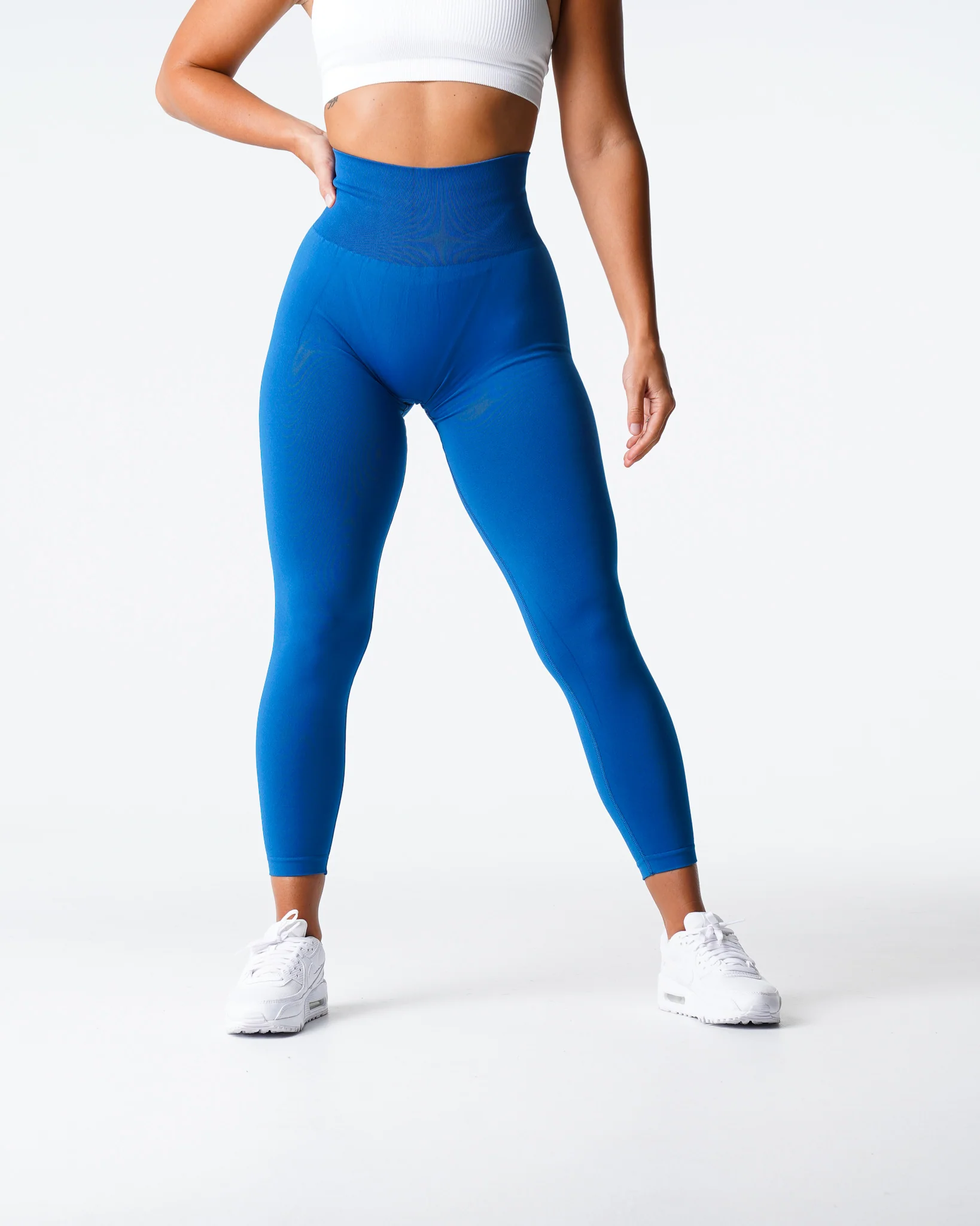 Midnight Blue Solid Seamless Leggings - Image 3