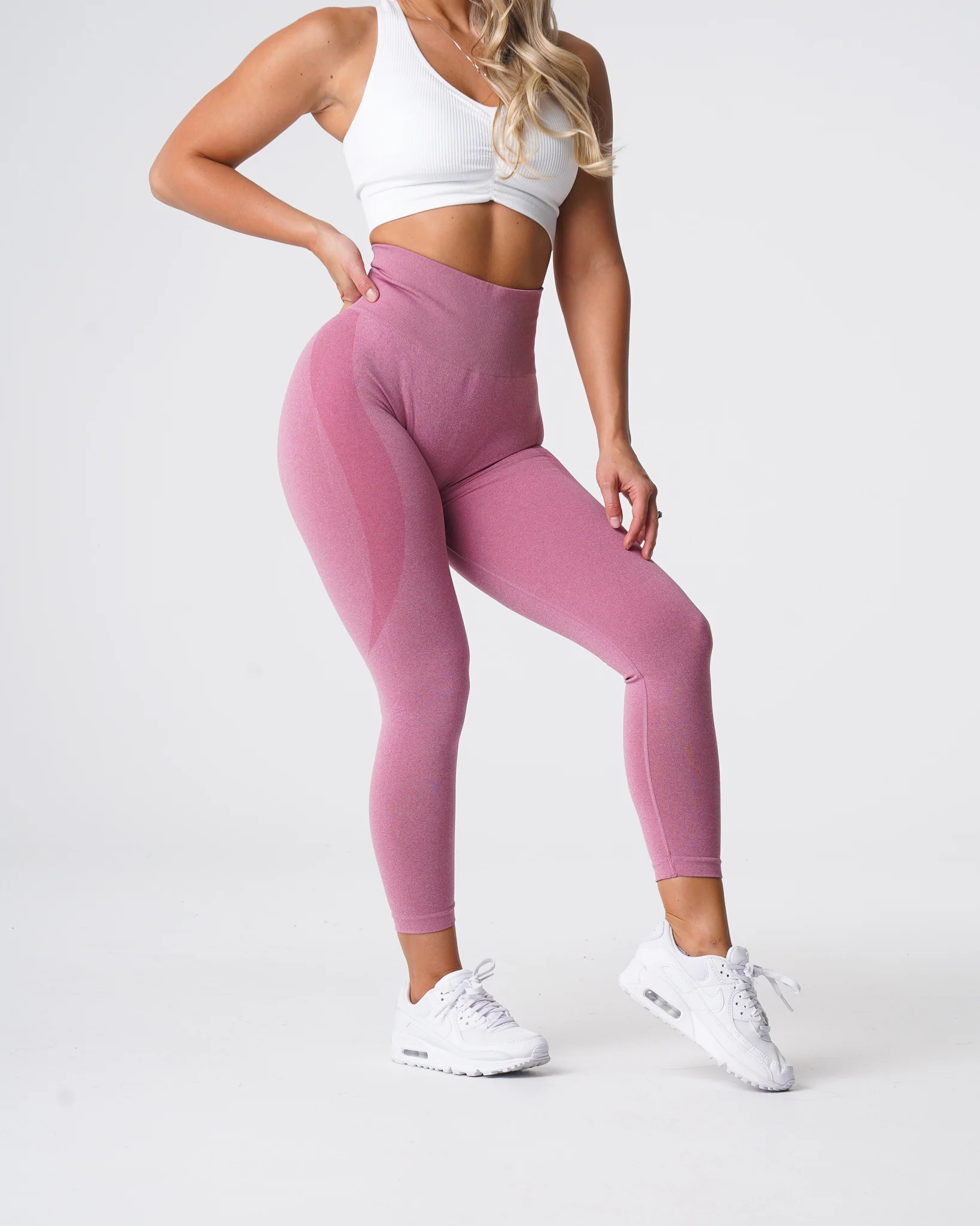 Pastel Pink Contour Seamless Leggings - Image 3