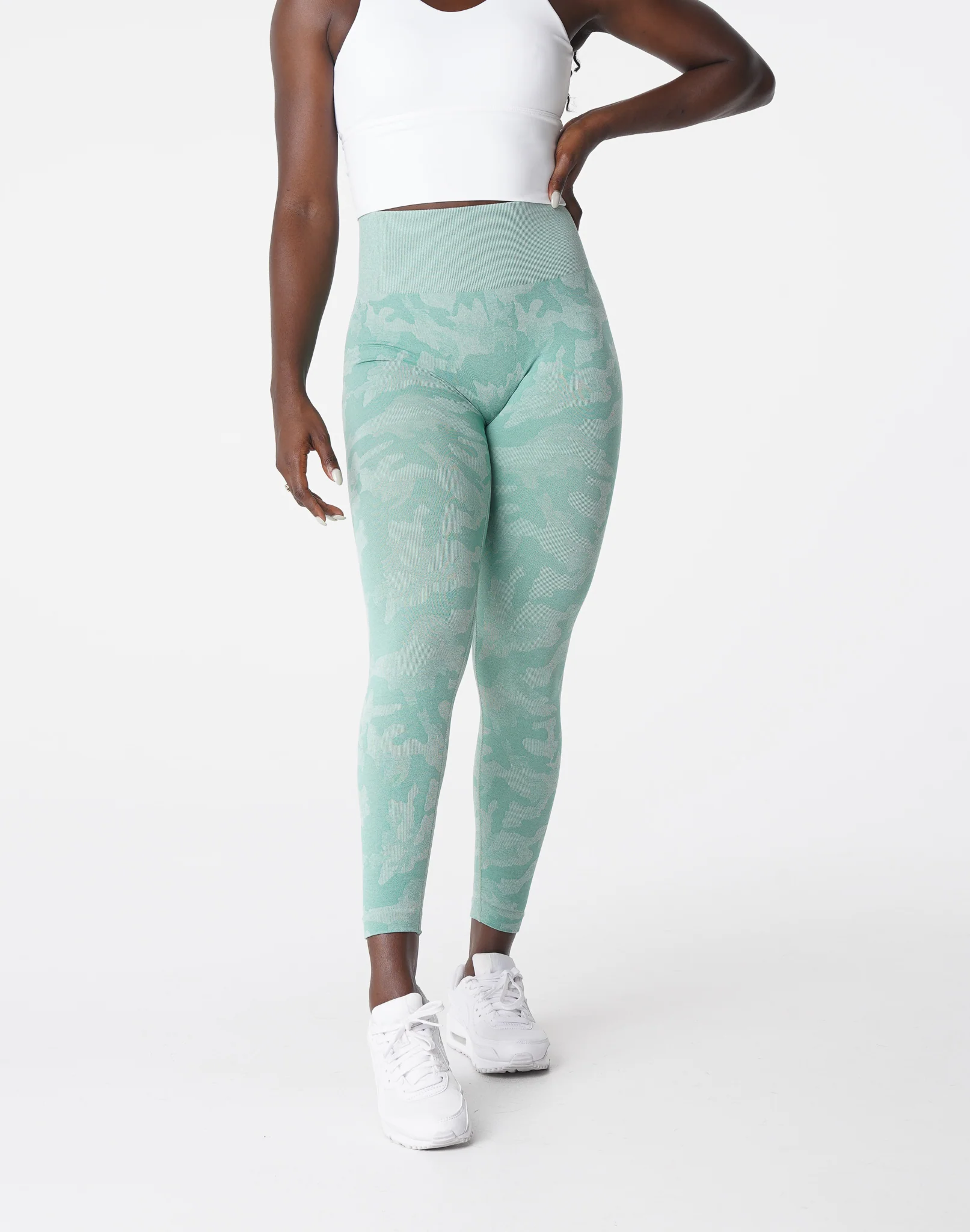 Sage Green Camo Seamless Leggings - Image 3