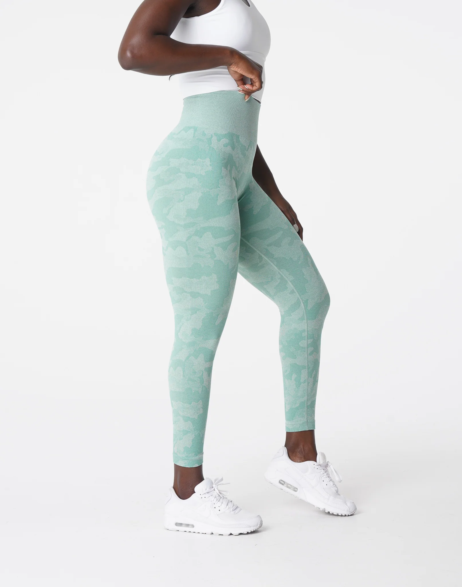 Sage Green Camo Seamless Leggings - Image 4