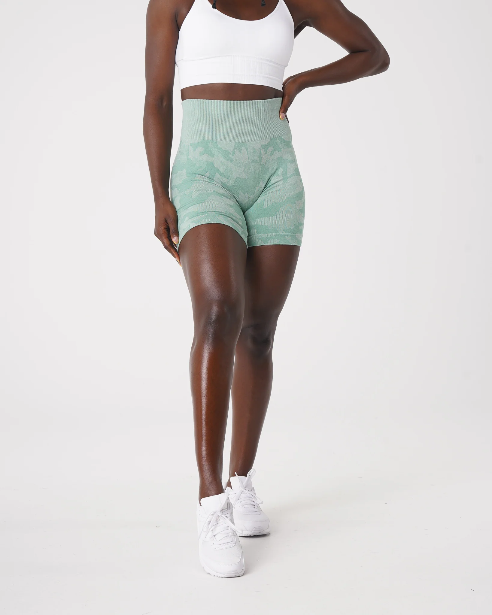Sage Green Camo Seamless Shorts - Image 3