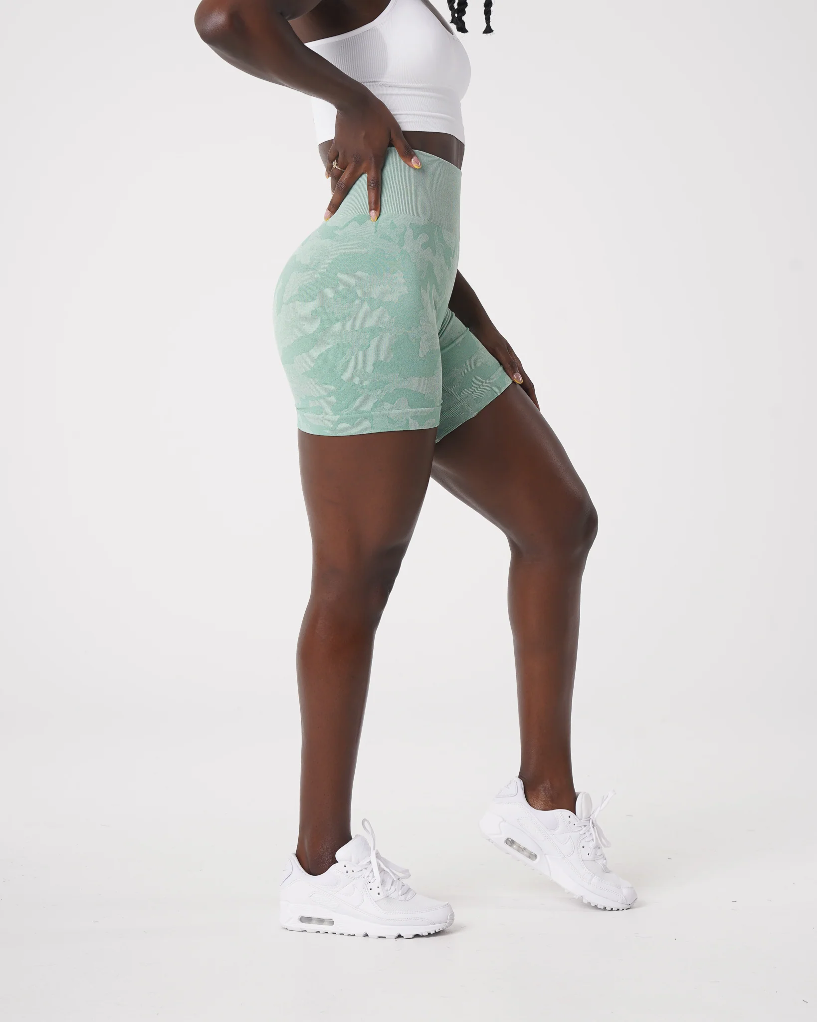 Sage Green Camo Seamless Shorts - Image 4