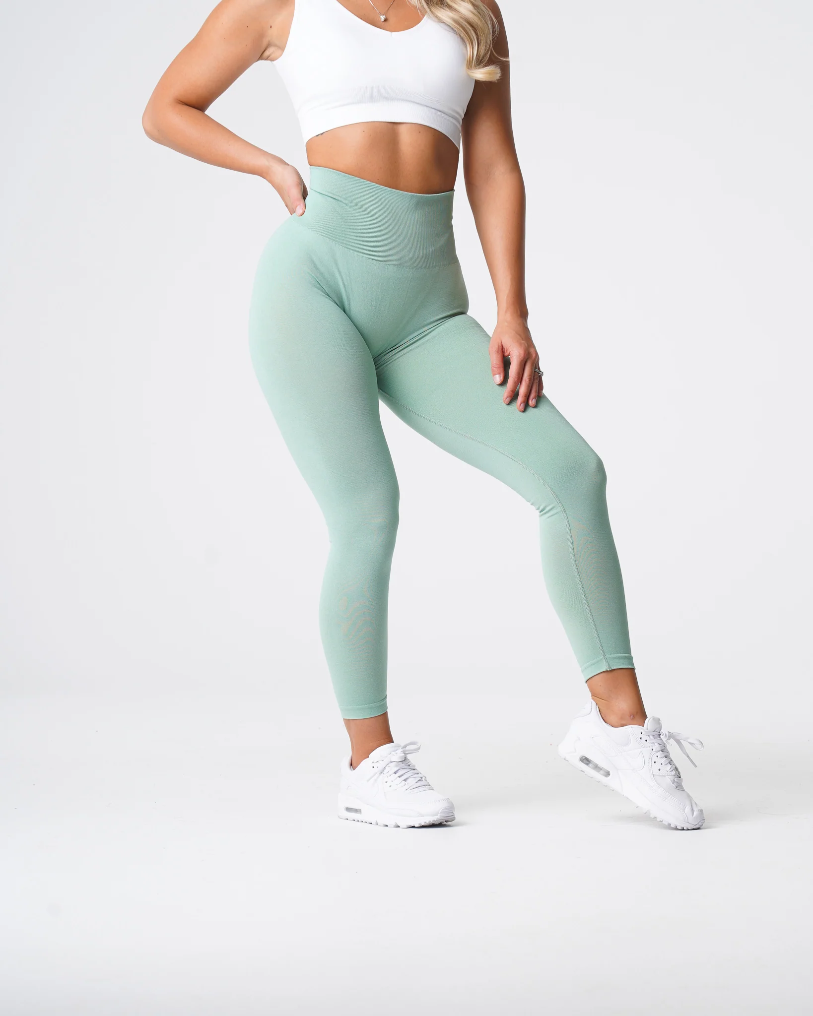 Sage Green Curve Seamless Leggings - Image 3