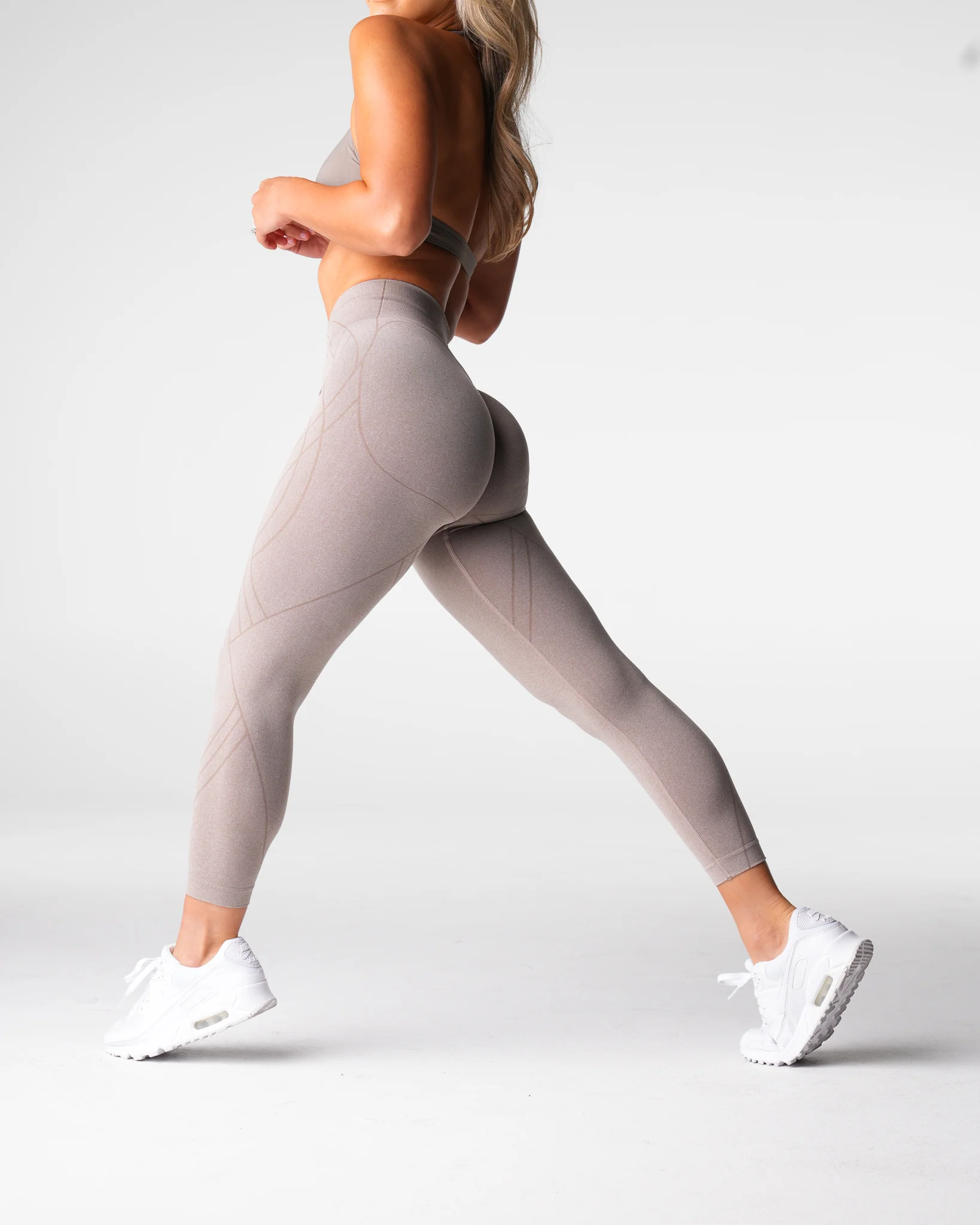 Taupe Geo Seamless Leggings - Image 3