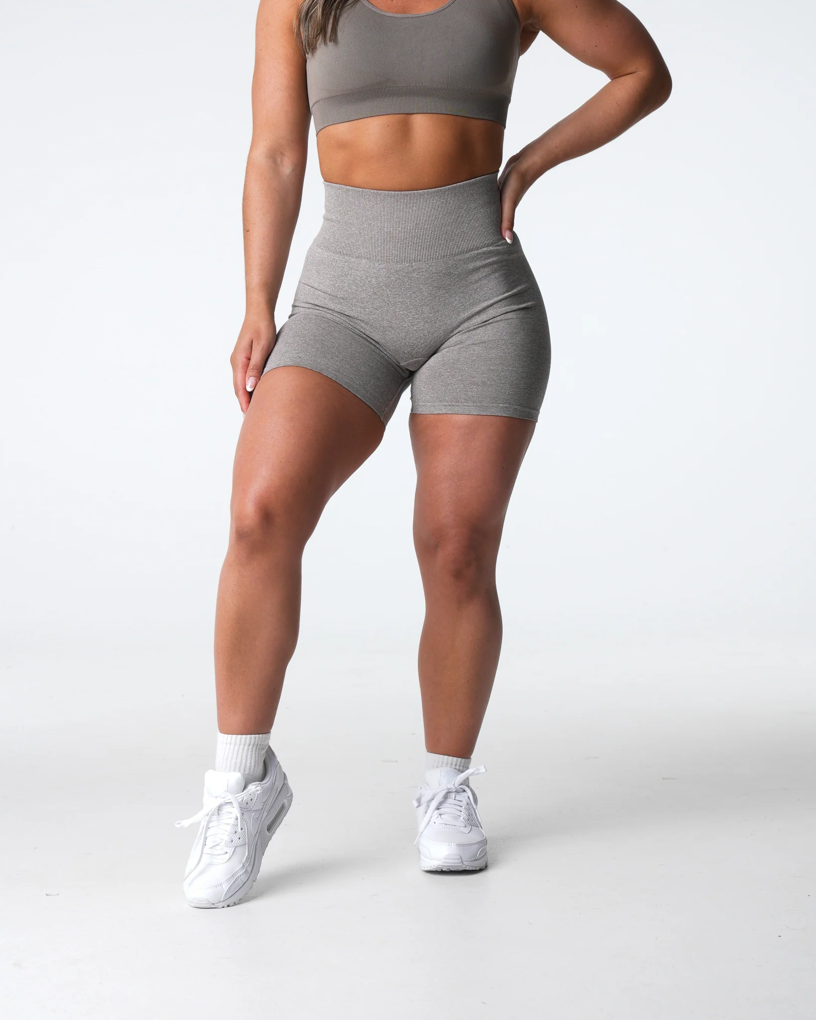 Taupe Scrunch Seamless Shorts - Image 3