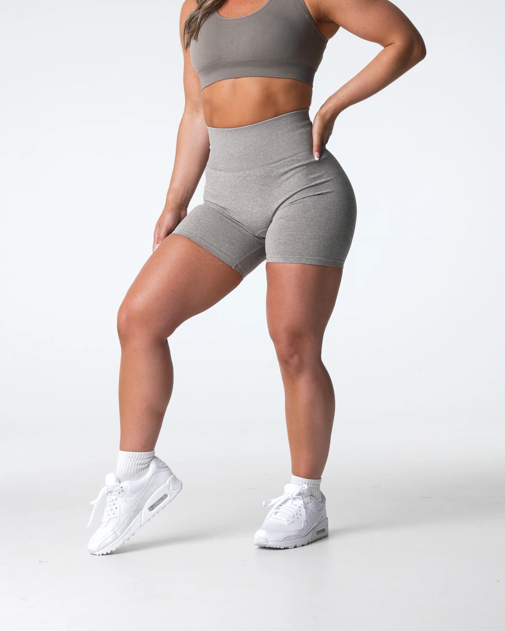 Taupe Scrunch Seamless Shorts - Image 4