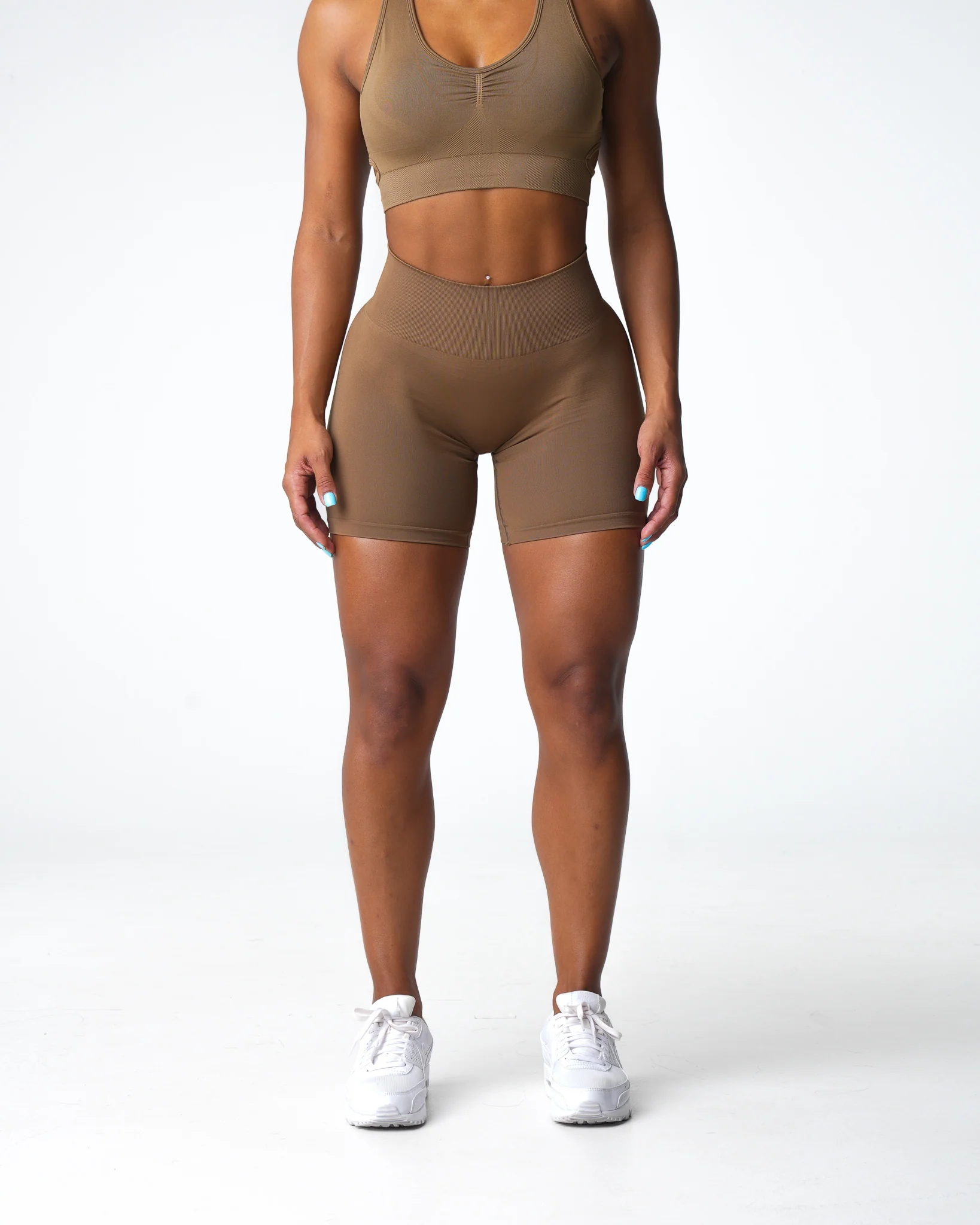 Toasted Almond Solid Seamless Shorts - Image 3
