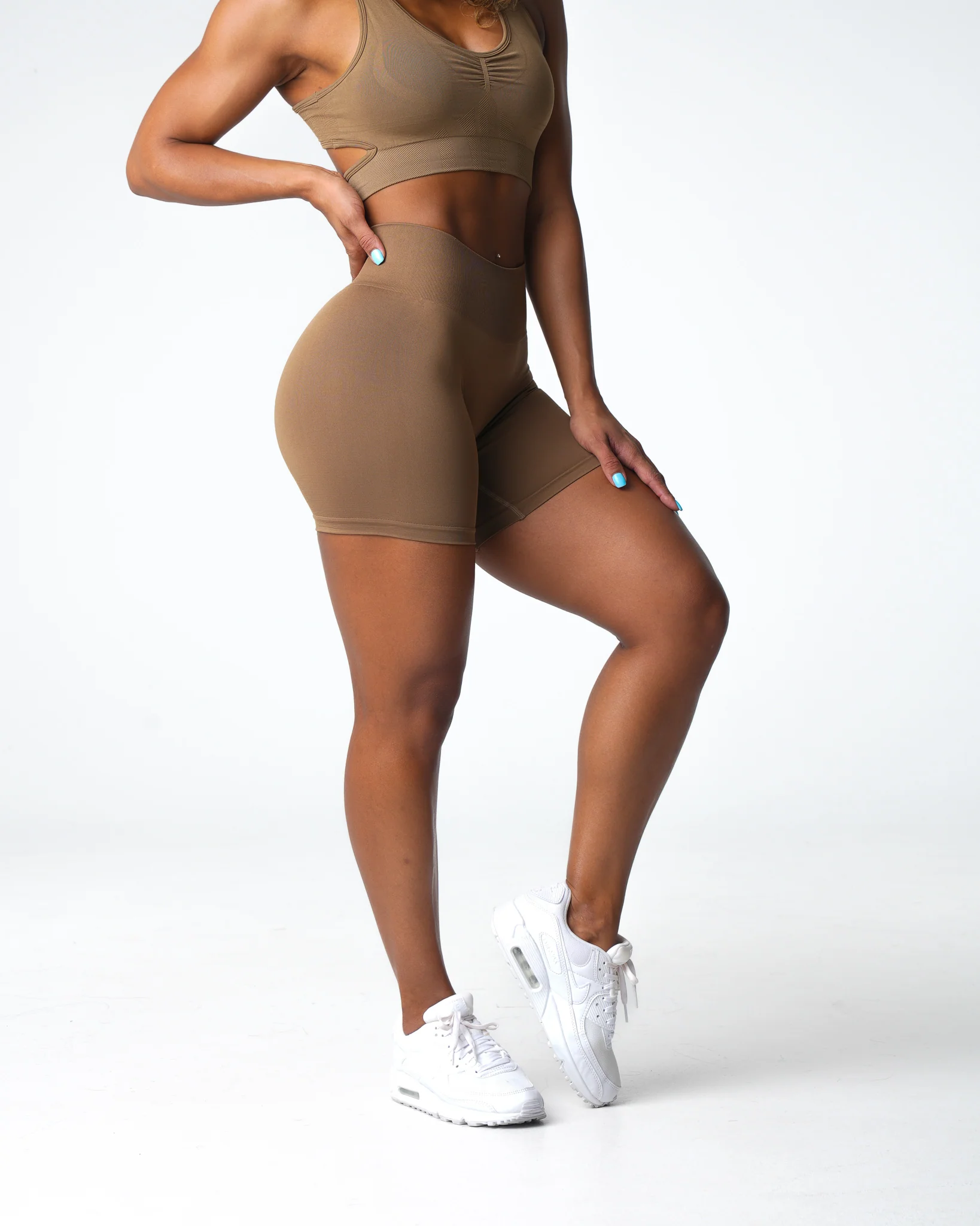 Toasted Almond Solid Seamless Shorts - Image 4