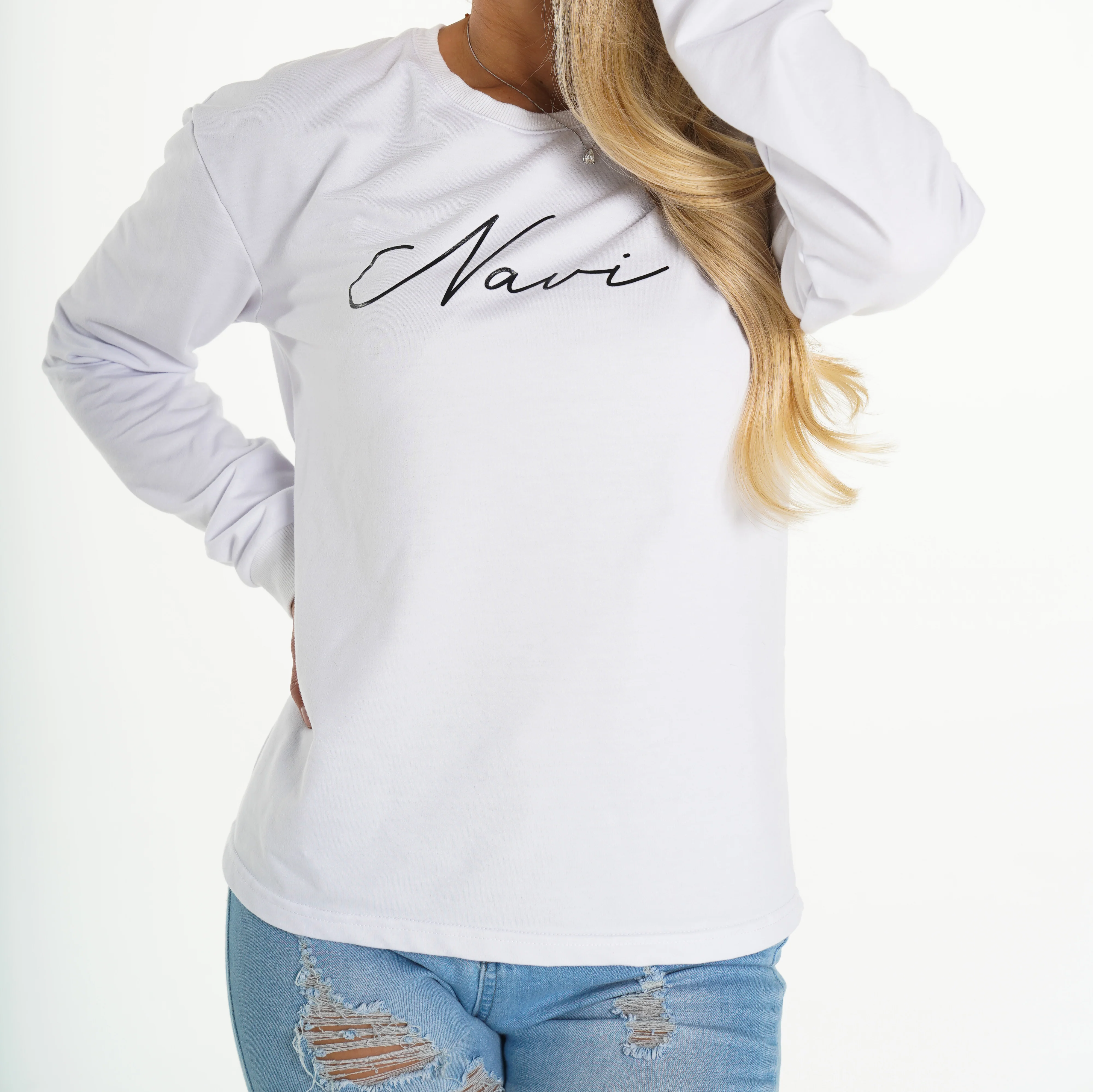 White Navi Crew Neck - Image 3