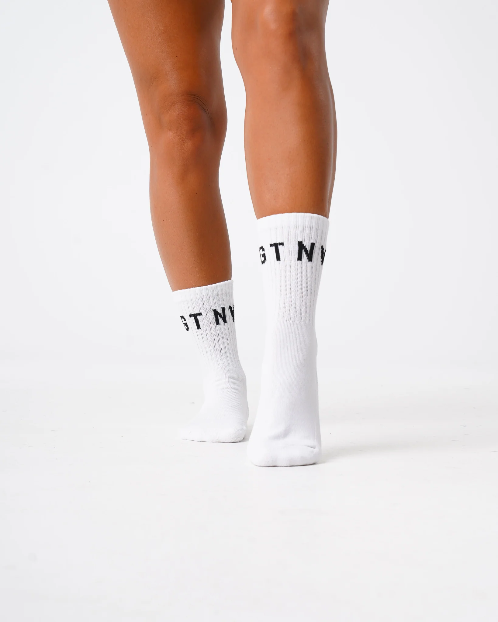 White NVGTN Crew Socks - Image 3